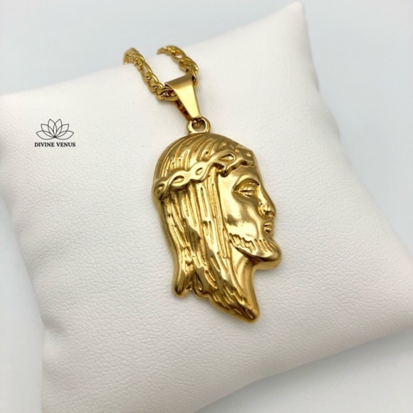 Jesus Necklace | Gold Plated Stainless Steel - Picture 1 of 11